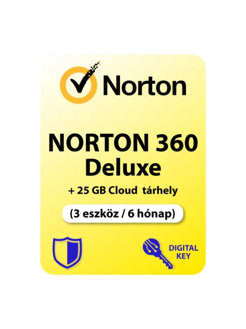 Norton 360 Deluxe + 25 GB Cloud tárhely (3 eszköz / 6 hónap) (Előfizetés)