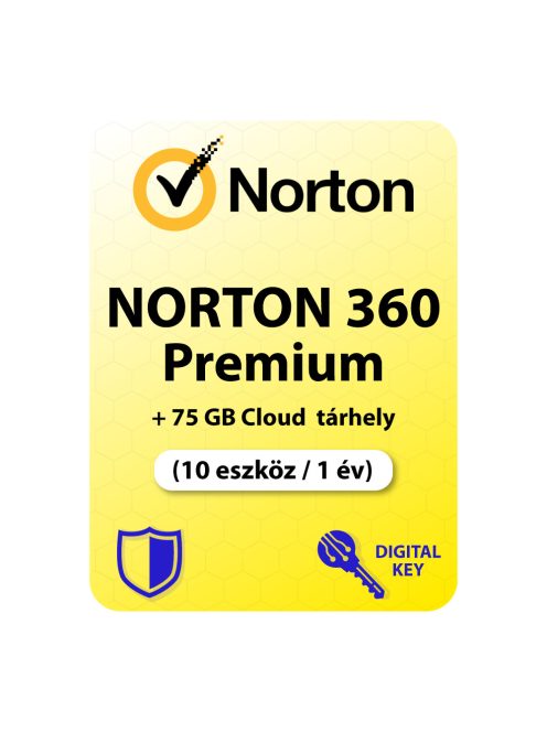 Norton 360 Premium + 75 GB Cloud tárhely (10 eszköz / 1év) (Előfizetés)